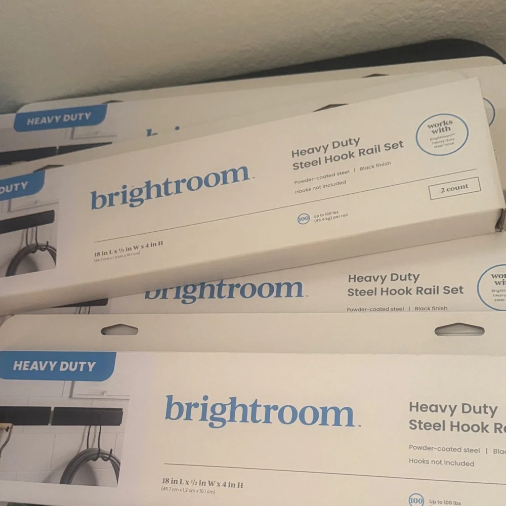 Brightroom Heavy Duty Steel Hook Rail Set - Black